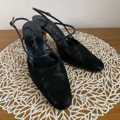 GINZA Kanematsu 銀座かねまつ サンダル ヒール7 黒 箱付き