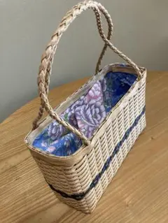 ハンドメイド　花柄内装 かごバッグ