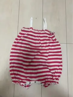 プチバトー＊赤と白のストライプ ロンパース 70cm