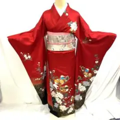 【振袖7】着物 振袖 正絹 袷 着物 鴛鴦 牡丹 単品販売 ~165cm
