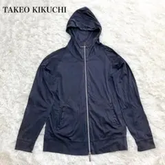 タケオキクチ ジップアップフードパーカ コットン100 ロゴ シンプル ゆったり