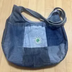 デニムパッチワークショルダーバッグ