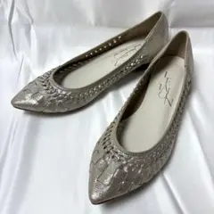 【美品✨】ポインテッド サシメッシュ フラット シルバー ゴールド 24cm