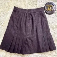 【極美品✨希少】シャネル 95s プリーツスカート ココマーク ウール100%
