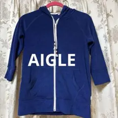 AIGLE エーグル　ネイビー フルジップ フード付きパーカー　ラッシュガード