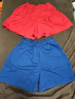 赤と青のハーフパンツ2点セット　130センチ　ユニクロ　GU