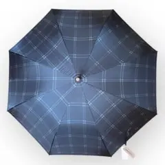 【新品】雨傘　タグ付　ダークネイビー　チェック柄