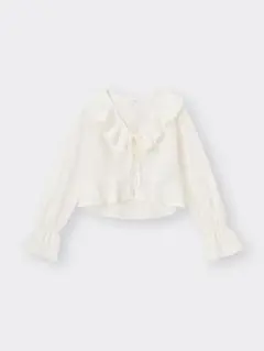 GU ラッフルボレロブラウス　白