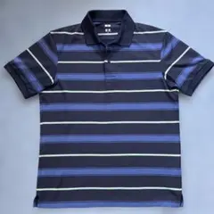UNIQLO DRY-EX ネイビー ストライプ ポロシャツ