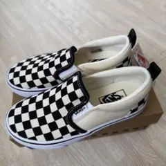 新品VANSヴァンズスリッポン18.5cm黒白チェッカーキッズスニーカーバンズ