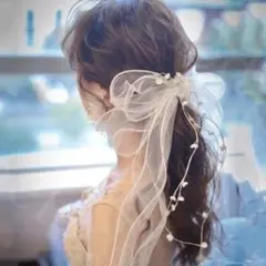 【大人気】ウエディング ヘッドドレス ヘアアクセサリー ブライダル リボン