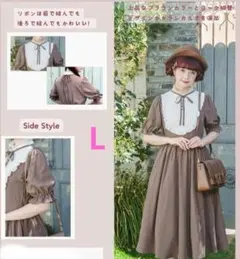 【新品・未使用】青木美沙子　しまむら　ヨーク切替　ワンピース　L