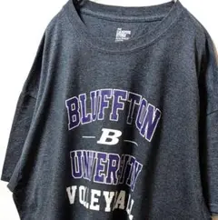 キャンパスストア ブラフトン大学バレーボールロゴ Tシャツグレー灰色XL古着