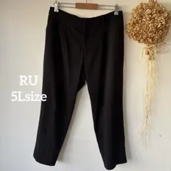 【アールユー】 5L♪ レディース スラックス パンツ 大きめサイズ ブラック
