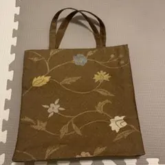 ブラウン　花柄 トートバッグ 中型