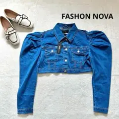 新品❤️【FASHION NOVA 】Mショート丈デニムジャケット　薄手　ブルー