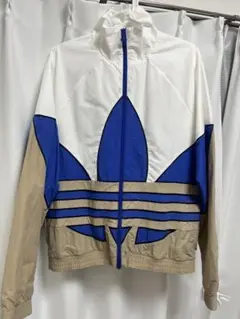 adidas ナイロンジャケット ホワイト/ブルー/ベージュ 上下セット