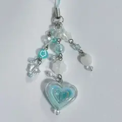 水色　キーホルダー　じゃらじゃら