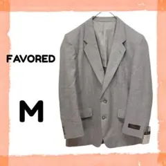 【美品】FAVORED　テーラードジャケット　M相当　グレー　ウール混　チェック
