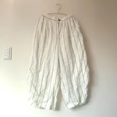 Le-Fluy レフルイ 変形 春夏 軽量ワイドパンツ 　ストライプ　M　リネン
