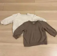 美品　H&M トレーナー　70 スウェット　パーカー　白　茶色　2枚セット