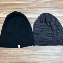 黒とダークグレーのコットン帽2点セット
