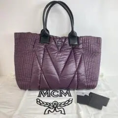 MCM エムシーエム パープル ナイロン レザートートバッグ ブランド