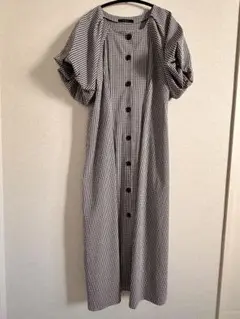 w closet 半袖シャツワンピース ブラック・ホワイトチェック