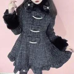 Ank Rouge プリンセスキラキラツイードドーリーコート ブラック 量産型