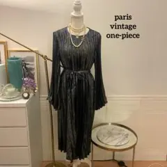 【2万円】paris vintage マルチカラー　プリーツデザイン　ワンピース