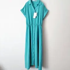 新品　Ray Cassin　シャツワンピース　フリー　ブルー系　タグ付き