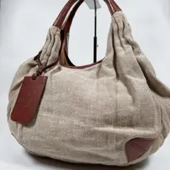 【極美品】ダコタ　トートバッグ　リネン　レザー　ベージュ系