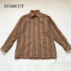 STARCUT　長袖ウールシャツ(M)ストライプ　メンズ　羽織　レトロ　古着