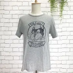 A918【Gap ギャップ】Tシャツ トップス(M)グレー プリント ストレッチ