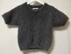 SLY スライ トップス シャギー ニット 半袖 FRIZZY TOPS グレー