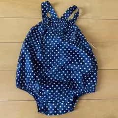 ネイビードットフリルロンパース 70cm