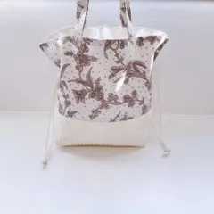 【一点限り】リバティ×ヌビ　マロリーバニラ巾着バッグ