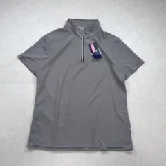 【未使用】FILA ジップアップポロシャツ ボーダー ホワイト ブラック XL