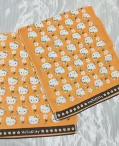 未使用 ハローキティ フェイスタオル ２枚組 オレンジ