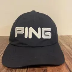 PING ピン キャップ ネイビー 刺繍ロゴ ゴルフ スポーツウェア 古着 帽子