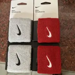NIKE Swoosh Wristbands リストバンド(グレー・レッド)