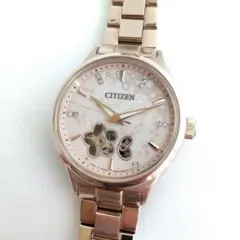 箱付き シチズン CITIZEN 桜 ピンクゴールド 自動巻き レディース腕時計