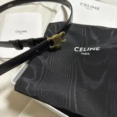 セリーヌ トリオンフ バックル ベルト 黒 75 レザー