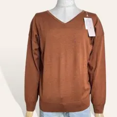 ♥️極美品 ストラ テラコッタ タグ付き Ｖネック シンプル ニットトップス Ｆ