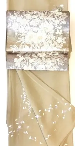 未使用美品 単衣訪問着 優雅 上品 四季の花模様 藤 菊 手描き 落款有