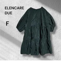 ELENCARE DUE◆ティアードチュニック　ポワン袖　黒　シャイニー生地