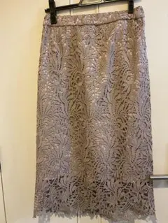 【WHITEJOOLA】スカラップレースロングタイトスカート　くすみベージュ