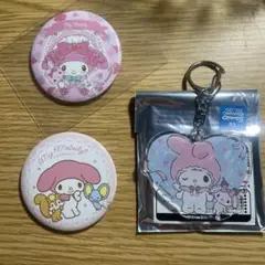 My Melody 缶バッジとキーホルダーセット