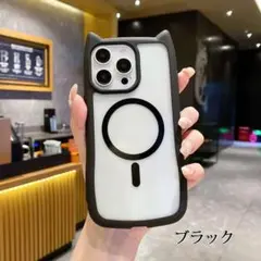 iPhone 16 pro 猫耳 magsafe対応 スマホケース ブラック