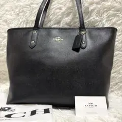 COACH ビジネスバッグ トートバッグ レザー 黒 大容量 A4収納　保存袋